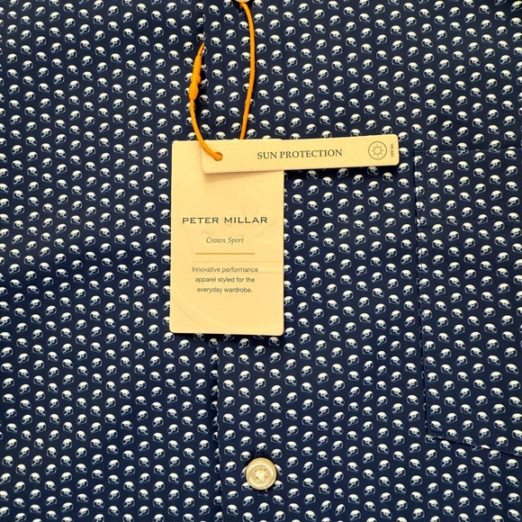 Peter Millar Crown Sport Summer Comfort Blue Button Down Mens Size M NWT $160 - Picture 5 of 7